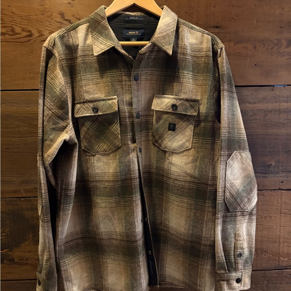 Roark Large Men's Brown Plaid Shirt